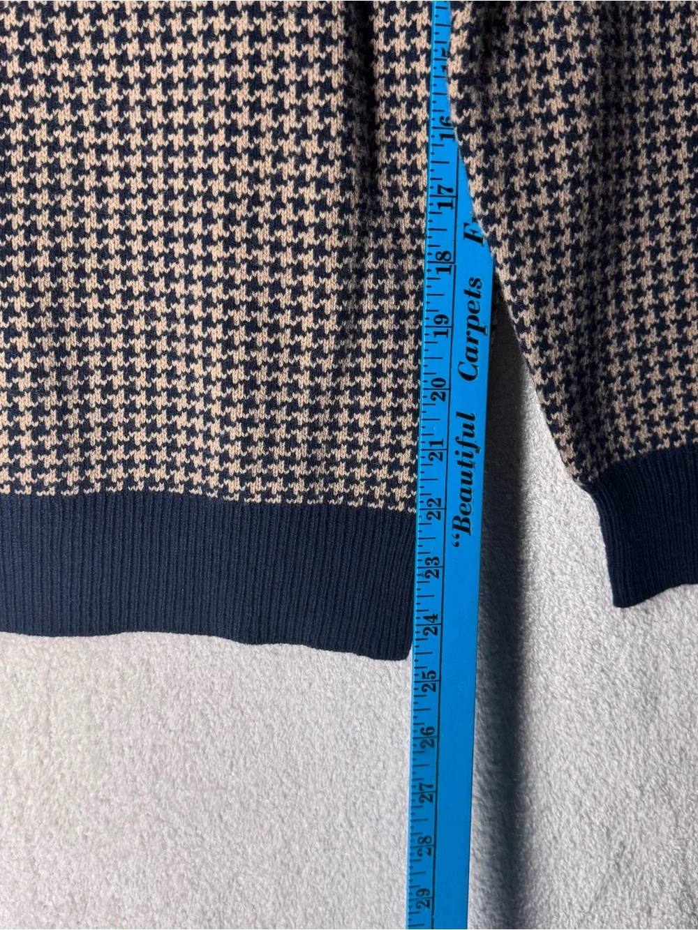 J.Crew Men's Houndstooth Crewneck Sweater Size Large Navy Cream Knit